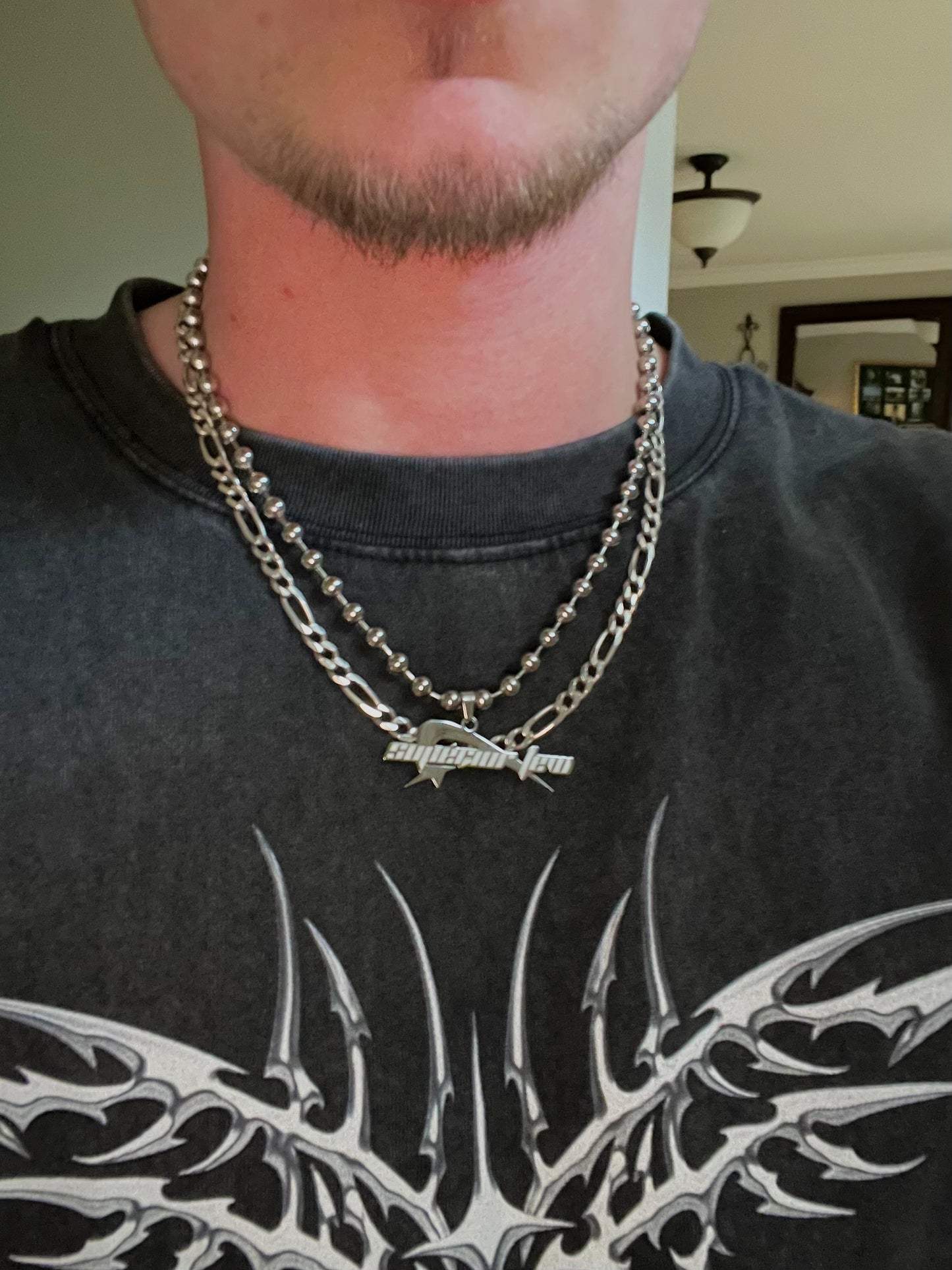 -Logo Ball Chain Necklace